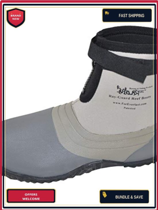 Ray-Guard Reef Wading Boots - Hard Soled Vulcanized Rubber Bottom, Lightweight